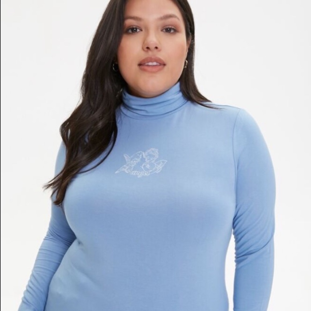 Forever 21 Light Blue Cherub Angel Long Sleeve Top